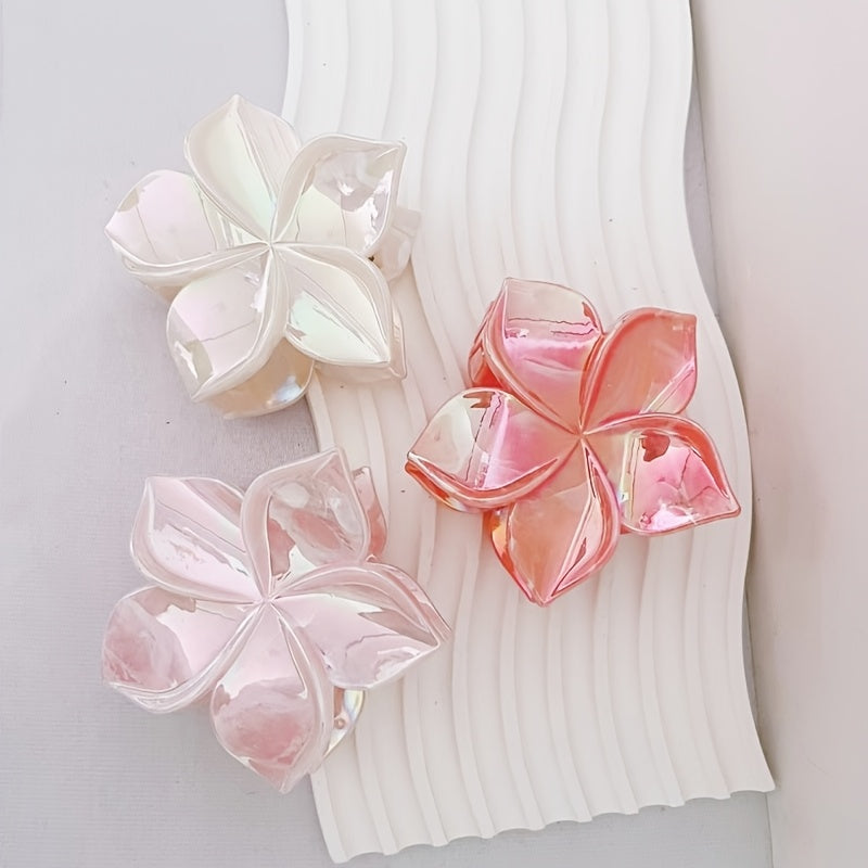 10pcs flower hair clips for spring and summer, marble-patterned, colorful large grab clips, vacation party, beach, perfect hairstyle design for ladies, perfect gift for girls, back-to-school season