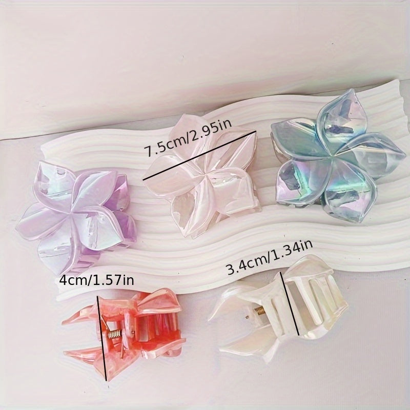10pcs flower hair clips for spring and summer, marble-patterned, colorful large grab clips, vacation party, beach, perfect hairstyle design for ladies, perfect gift for girls, back-to-school season