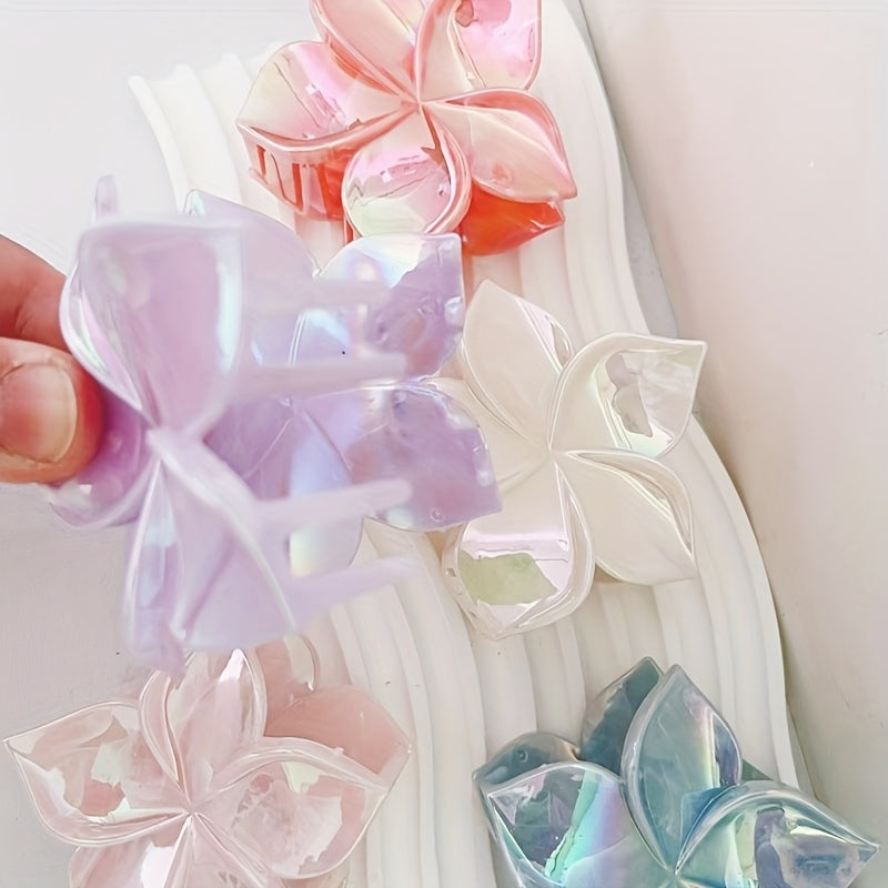 10pcs flower hair clips for spring and summer, marble-patterned, colorful large grab clips, vacation party, beach, perfect hairstyle design for ladies, perfect gift for girls, back-to-school season
