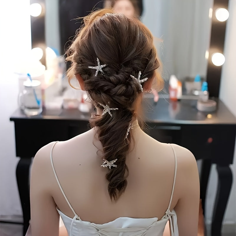 [2pcs Pearl Hair Clip] 2pcs Elegant Imitation Pearl Starfish Hair Clip Combination | Suitable for Weddings, Dates, Vacations, Daily Wear, Women's Hair Accessorie