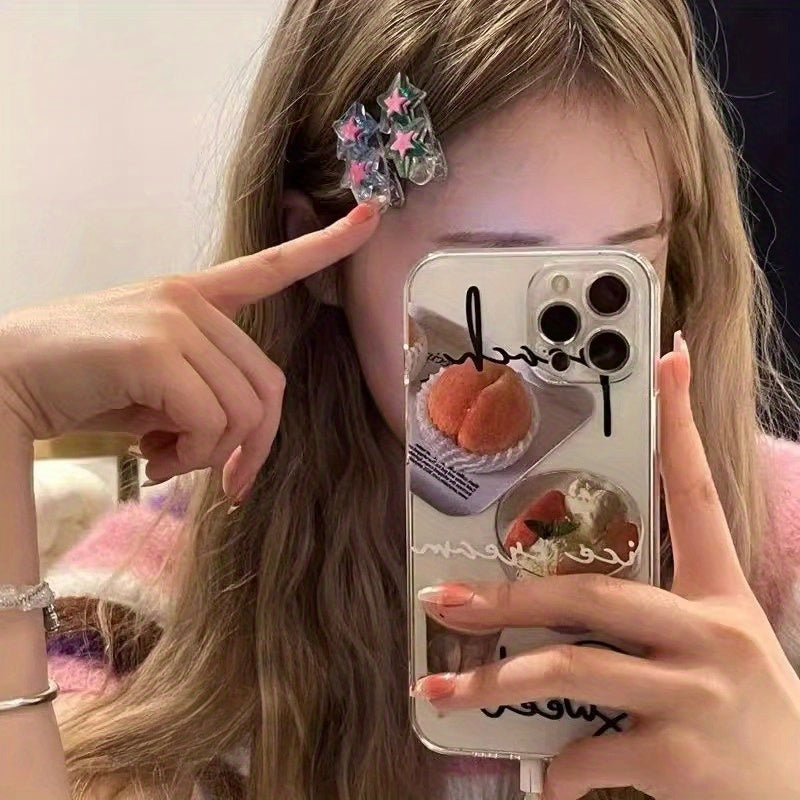 Yuan Qi Y2K Sweet & Cool Spice Hairpin - Transparent Duckbill Clip with Star & Water Drop Design, Sparkling Rhinestone Accents, Secure Hold for Bangs & Updos, Cute Hair Accessories for Women, Cute Hair Clips, Bangs Enhancement, Playful Design, Rhinestone