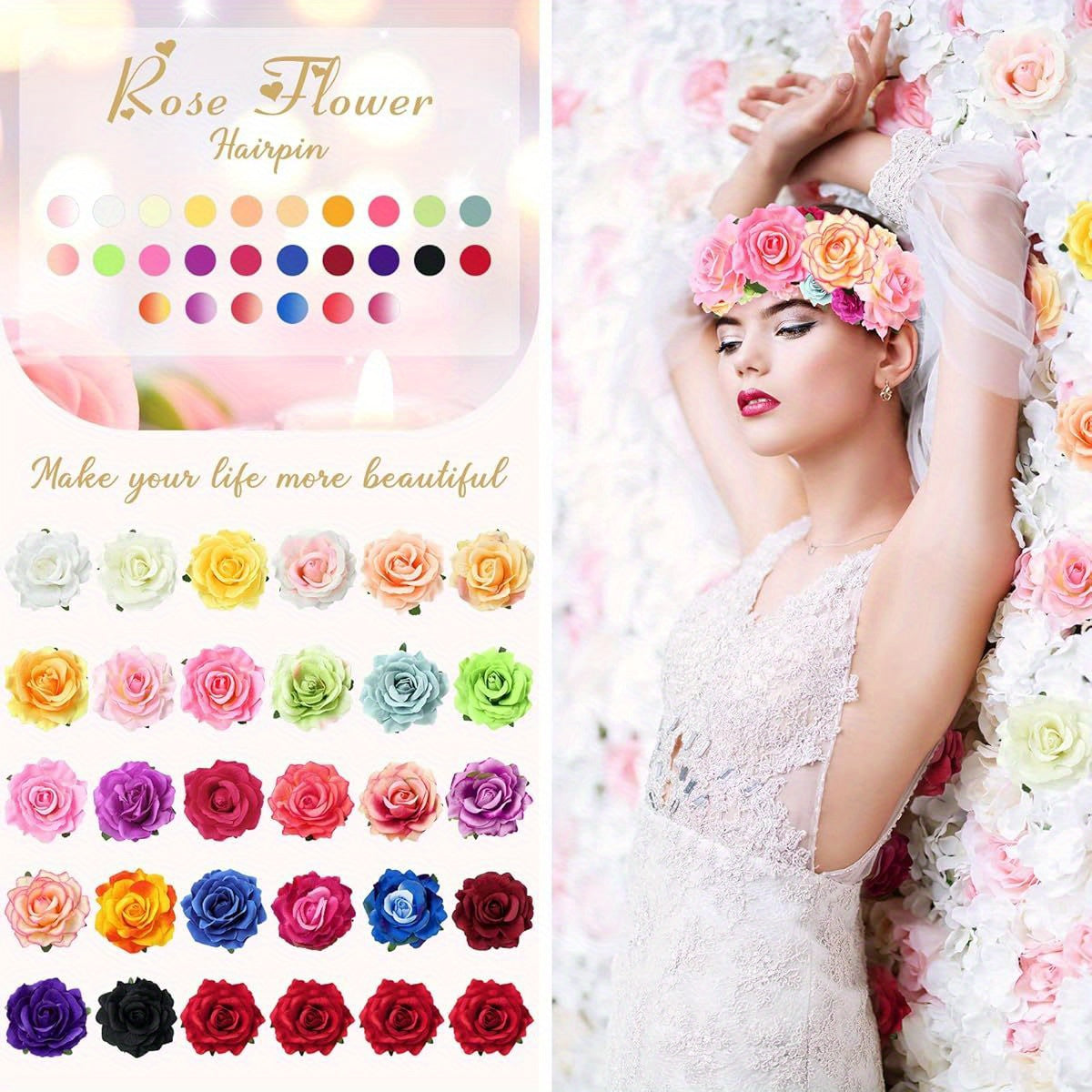 30pcs Floral Hair Clips and Pins - Elegant Flower Hairpins for Wedding Bridal Hairstyles, Birthday, Prom, Beach Parties - Non-Damaging Grip, Perfect for Brides, Floral Arrangements & Everyday or Special Occasions - Ideal Gift for Women & s, Prom Night