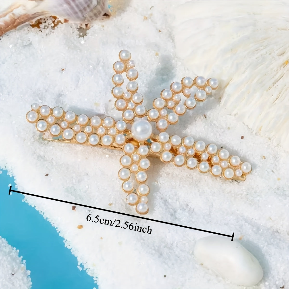 [2pcs Pearl Hair Clip] 2pcs Elegant Imitation Pearl Starfish Hair Clip Combination | Suitable for Weddings, Dates, Vacations, Daily Wear, Women's Hair Accessorie