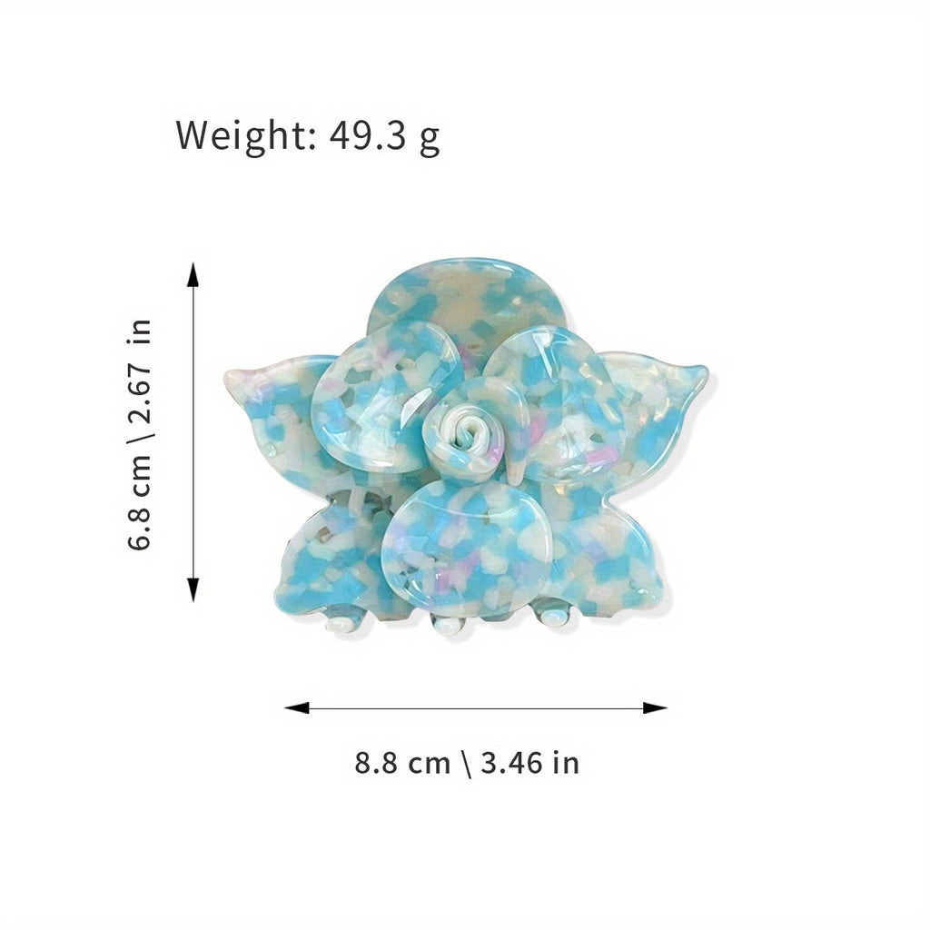 High-End Acrylic Claw Clip Elegant Floral Hairpin with Three-Dimensional Shark Clip Minimalist Super Cute Hair Accessory for Women