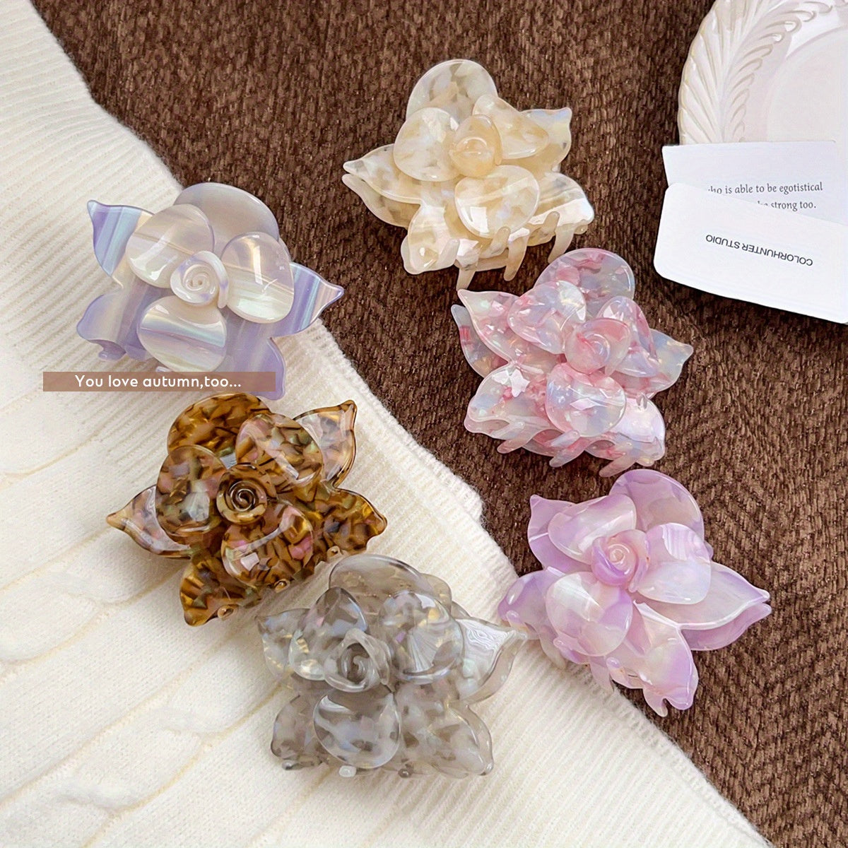 High-End Acrylic Claw Clip Elegant Floral Hairpin with Three-Dimensional Shark Clip Minimalist Super Cute Hair Accessory for Women