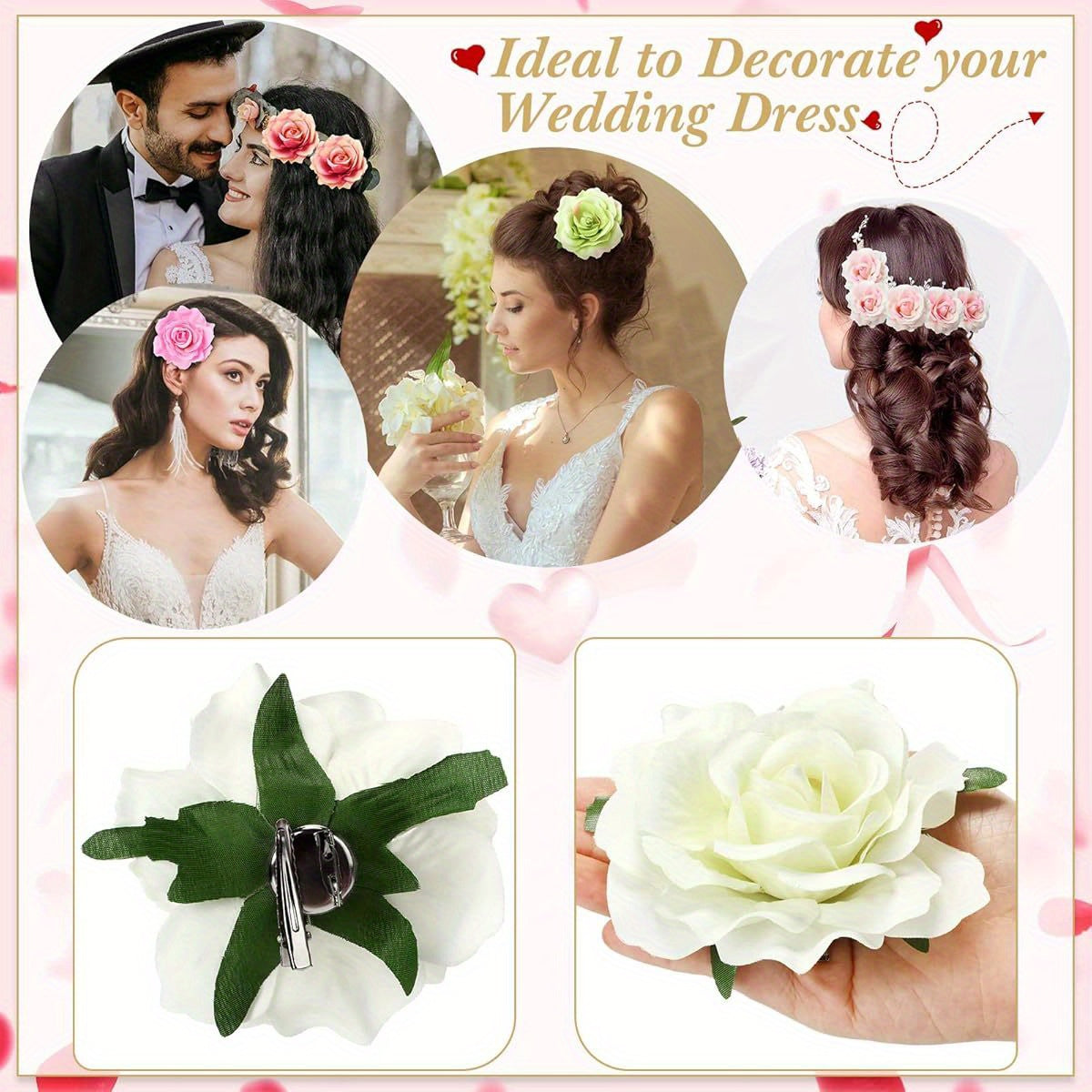 30pcs Floral Hair Clips and Pins - Elegant Flower Hairpins for Wedding Bridal Hairstyles, Birthday, Prom, Beach Parties - Non-Damaging Grip, Perfect for Brides, Floral Arrangements & Everyday or Special Occasions - Ideal Gift for Women & s, Prom Night