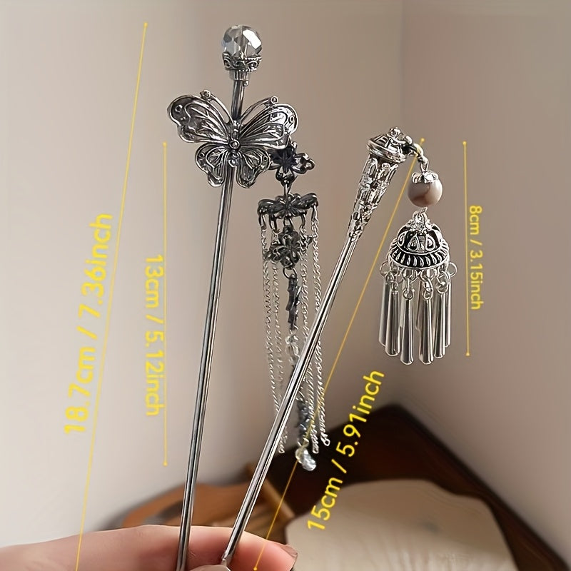 5pcs New Retro Tassel Hairpins, High-End Updo Styling Pins, Elegant Metal Hair Accessories for Women, Perfect Gift for Daily and Casual Wear