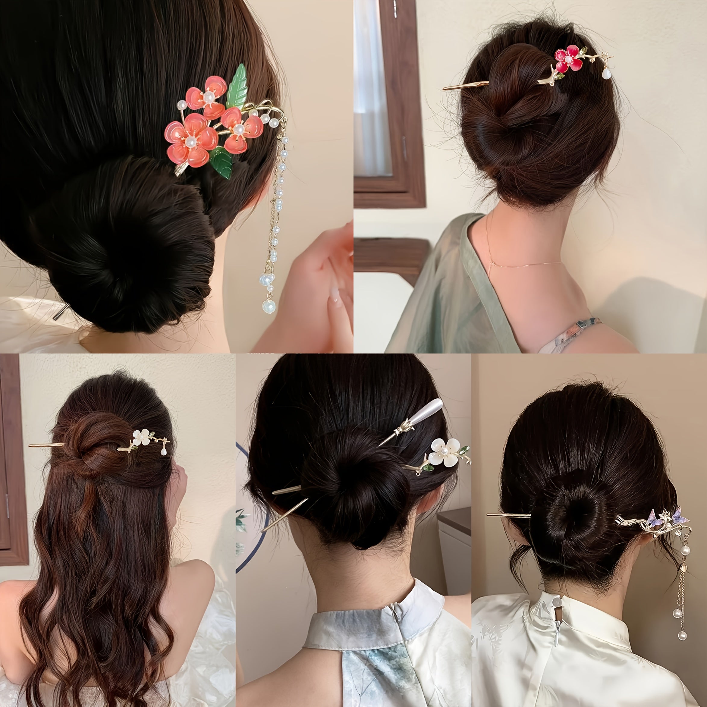 6pcs Elegant Hair Sticks for Women - Floral, Butterfly & Geometric Designs, Alloy Hairpins for Daily Use, Parties, Gifts, Photoshoots & Holidays, Cute Hair Accessories, Party Hair Accessories, Sophisticated Hairpin, Highquality Hairpin
