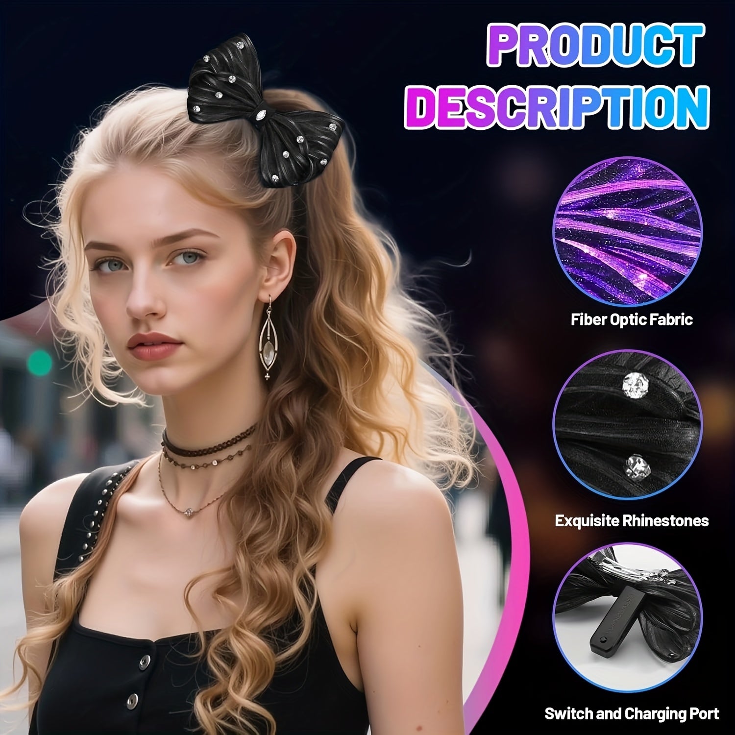 Bow Hair Clips 7 Colors Light up Hair Accessories Rhinestone Rave Clips Cute Headpiece Hair Barrettes for Women, Fancy Hair Clips, Hair Clips for Women Thin Hair, Hair Clips Accessories Tool, Hair Clip Women, Long Hair Accessories, Hair Styling Tools,