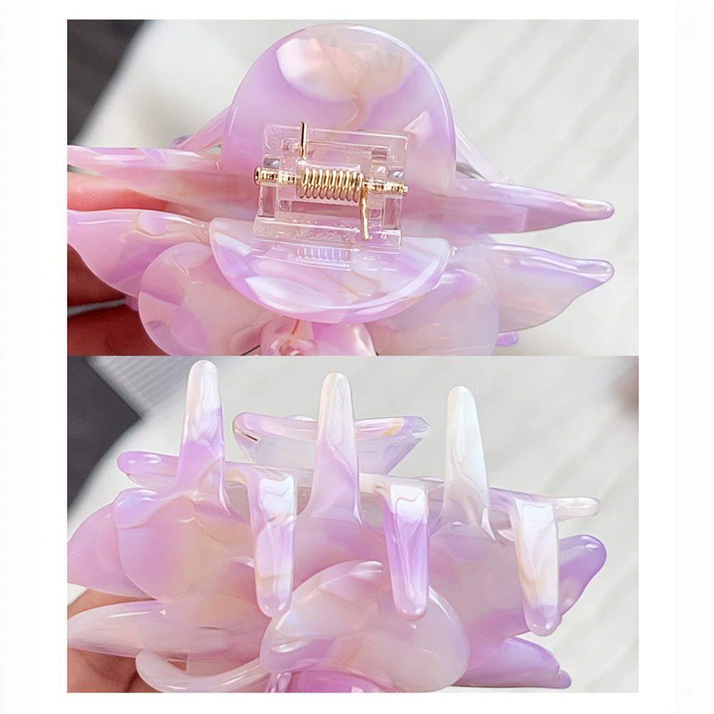 High-End Acrylic Claw Clip Elegant Floral Hairpin with Three-Dimensional Shark Clip Minimalist Super Cute Hair Accessory for Women