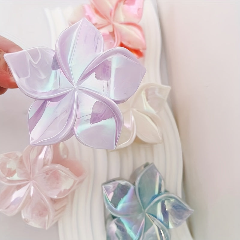 10pcs flower hair clips for spring and summer, marble-patterned, colorful large grab clips, vacation party, beach, perfect hairstyle design for ladies, perfect gift for girls, back-to-school season