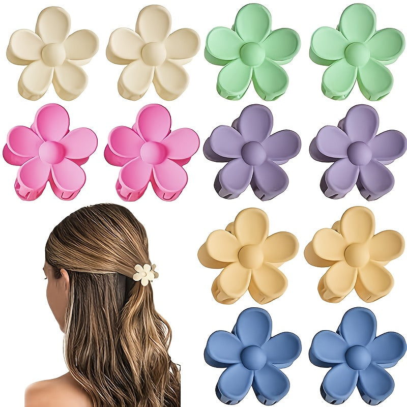 12pcs Small Hair Clips - Pastel Floral Hairpins with Non-Slip Grip, Soft Pink, Yellow, Blue, Orange, Red, Turquoise - for Women, s, Everyday, Parties, Weddings - Cute Flower Hair Accessories, Party Hairpieces, Playful Design, Durable Hairpins, Holiday