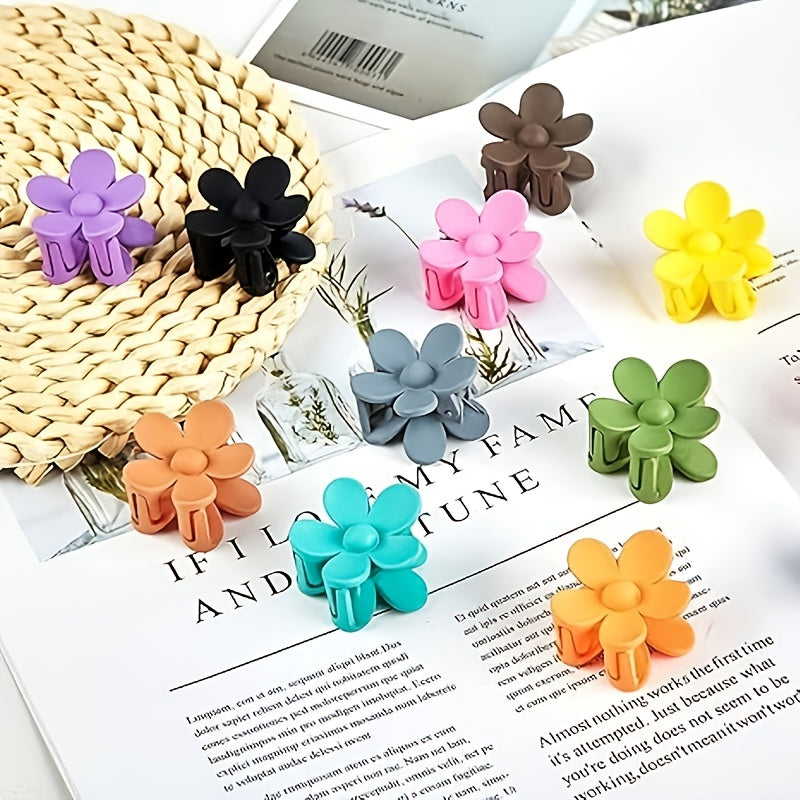 12pcs Small Hair Clips - Pastel Floral Hairpins with Non-Slip Grip, Soft Pink, Yellow, Blue, Orange, Red, Turquoise - for Women, s, Everyday, Parties, Weddings - Cute Flower Hair Accessories, Party Hairpieces, Playful Design, Durable Hairpins, Holiday