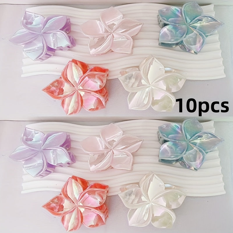 10pcs flower hair clips for spring and summer, marble-patterned, colorful large grab clips, vacation party, beach, perfect hairstyle design for ladies, perfect gift for girls, back-to-school season