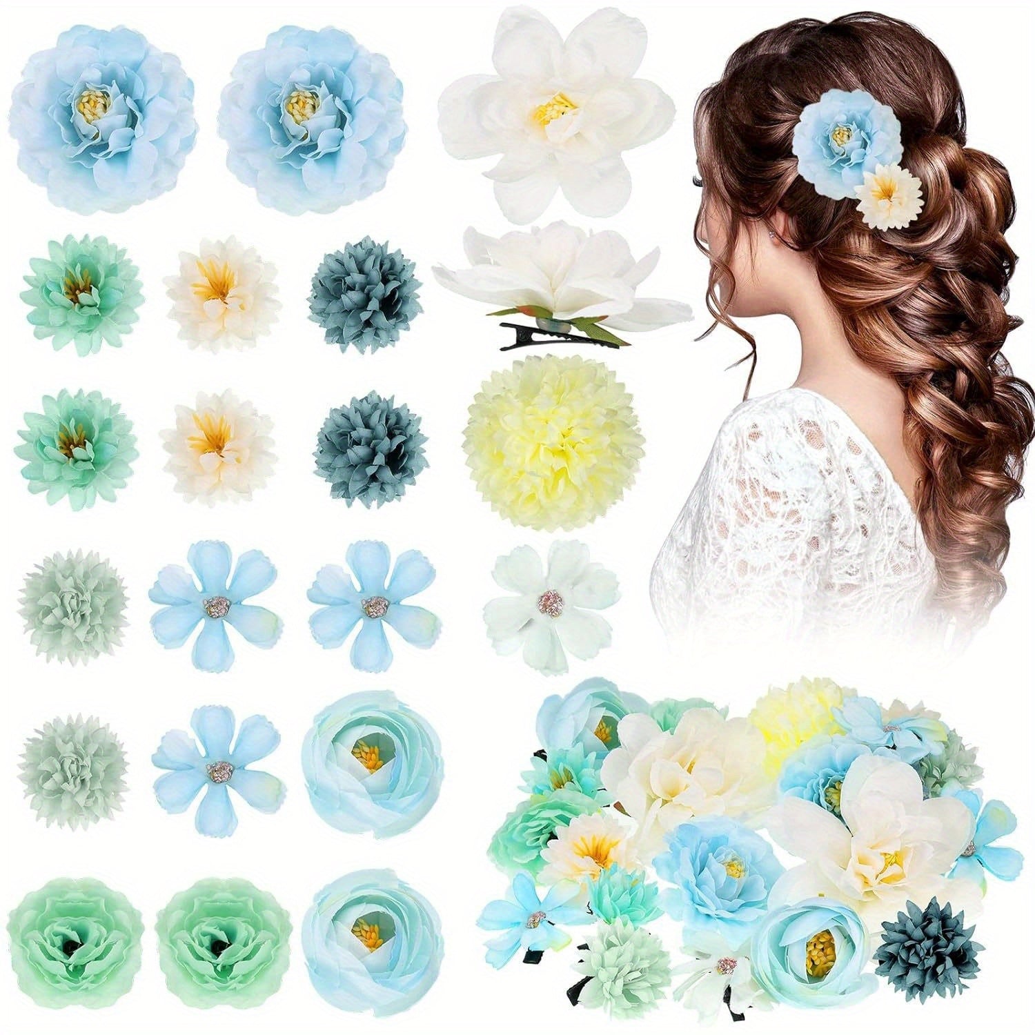 Three standards to choose from Bohemian Hair Flower Clips - Hawaiian Flower Hair Accessories for Weddings, Parties & Casual Wear, Elegant Floral Hairpins in Purple, Blue, Pink & More, Wedding Hair Accessories, Party Hair Decor, Bohemian Styl