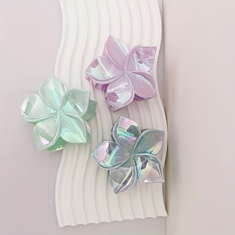 10pcs flower hair clips for spring and summer, marble-patterned, colorful large grab clips, vacation party, beach, perfect hairstyle design for ladies, perfect gift for girls, back-to-school season