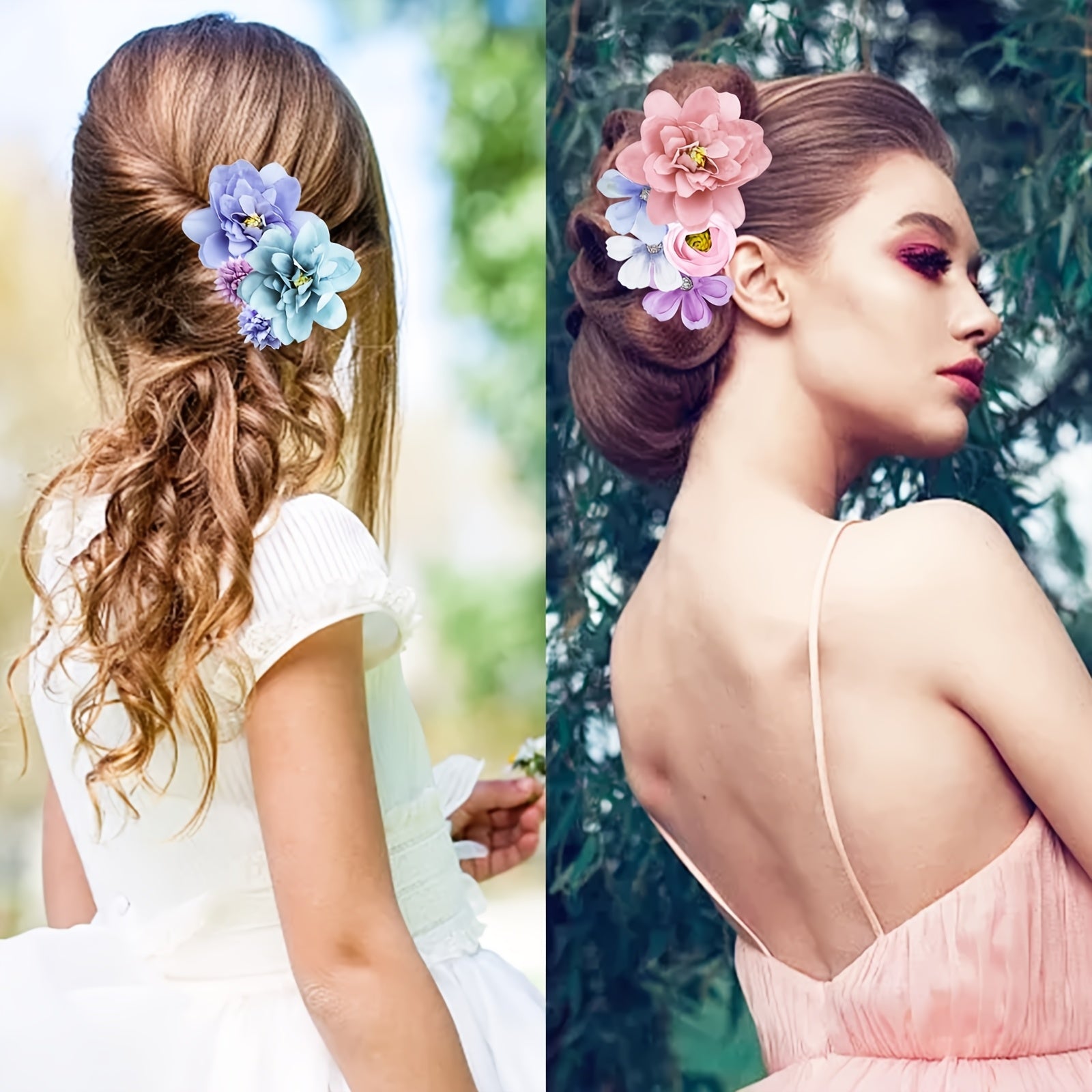 Three standards to choose from Bohemian Hair Flower Clips - Hawaiian Flower Hair Accessories for Weddings, Parties & Casual Wear, Elegant Floral Hairpins in Purple, Blue, Pink & More, Wedding Hair Accessories, Party Hair Decor, Bohemian Styl