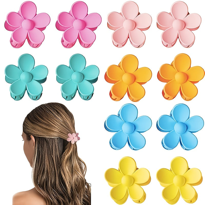 12pcs Small Hair Clips - Pastel Floral Hairpins with Non-Slip Grip, Soft Pink, Yellow, Blue, Orange, Red, Turquoise - for Women, s, Everyday, Parties, Weddings - Cute Flower Hair Accessories, Party Hairpieces, Playful Design, Durable Hairpins, Holiday