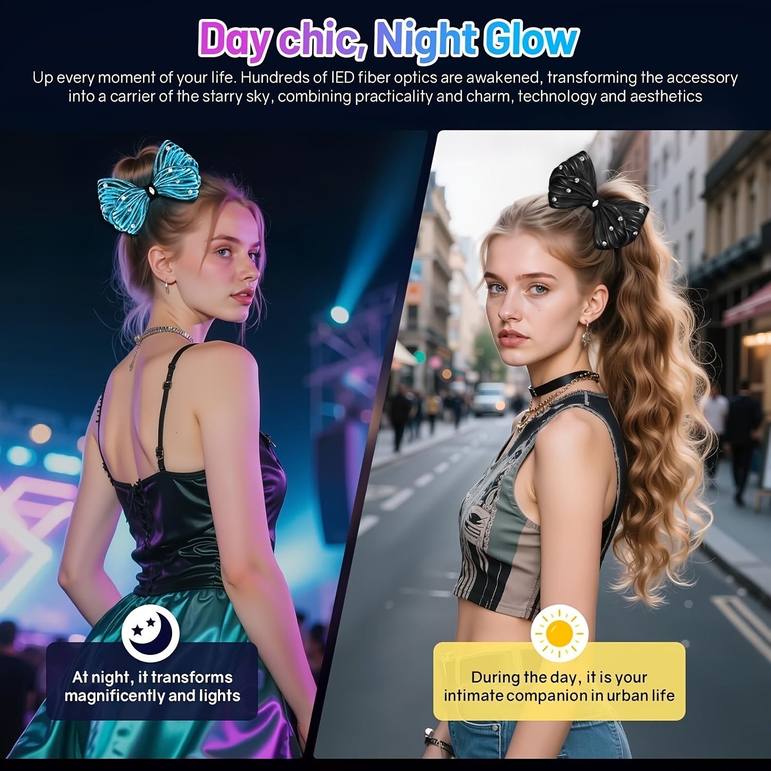Bow Hair Clips 7 Colors Light up Hair Accessories Rhinestone Rave Clips Cute Headpiece Hair Barrettes for Women, Fancy Hair Clips, Hair Clips for Women Thin Hair, Hair Clips Accessories Tool, Hair Clip Women, Long Hair Accessories, Hair Styling Tools,
