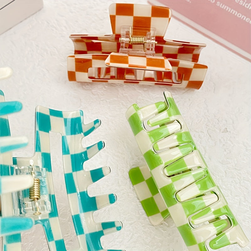6pcs of Women's hair clip checkerboard square hair clip sweet dopamine hair accessory suitable for vacation, leisure, daily commuting, Perfect for Thanksgiving