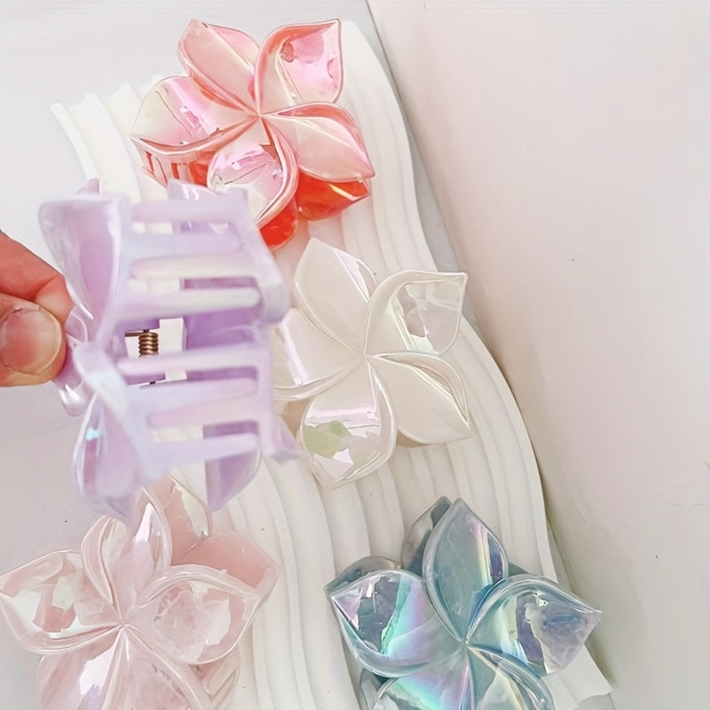 10pcs flower hair clips for spring and summer, marble-patterned, colorful large grab clips, vacation party, beach, perfect hairstyle design for ladies, perfect gift for girls, back-to-school season