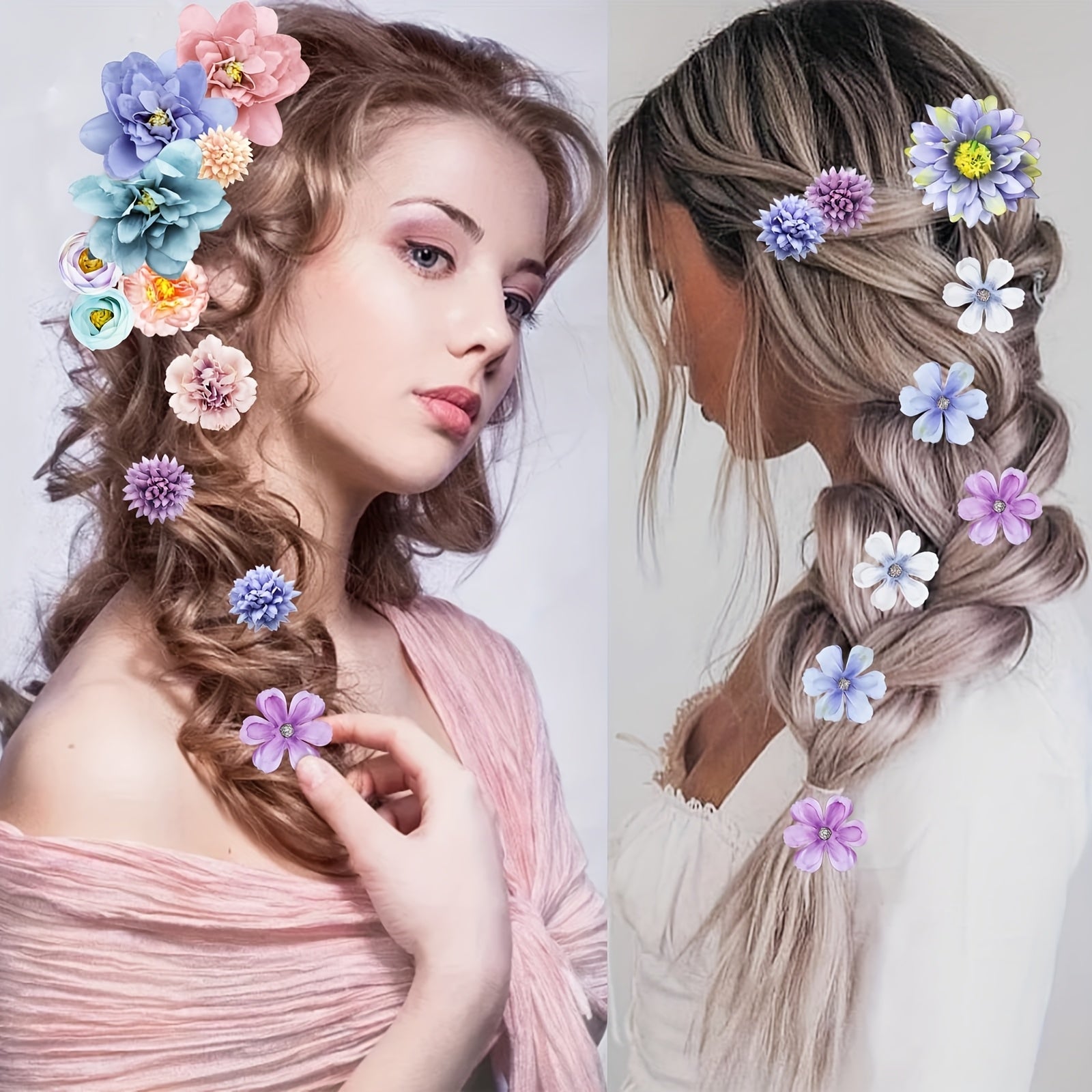 Three standards to choose from Bohemian Hair Flower Clips - Hawaiian Flower Hair Accessories for Weddings, Parties & Casual Wear, Elegant Floral Hairpins in Purple, Blue, Pink & More, Wedding Hair Accessories, Party Hair Decor, Bohemian Styl