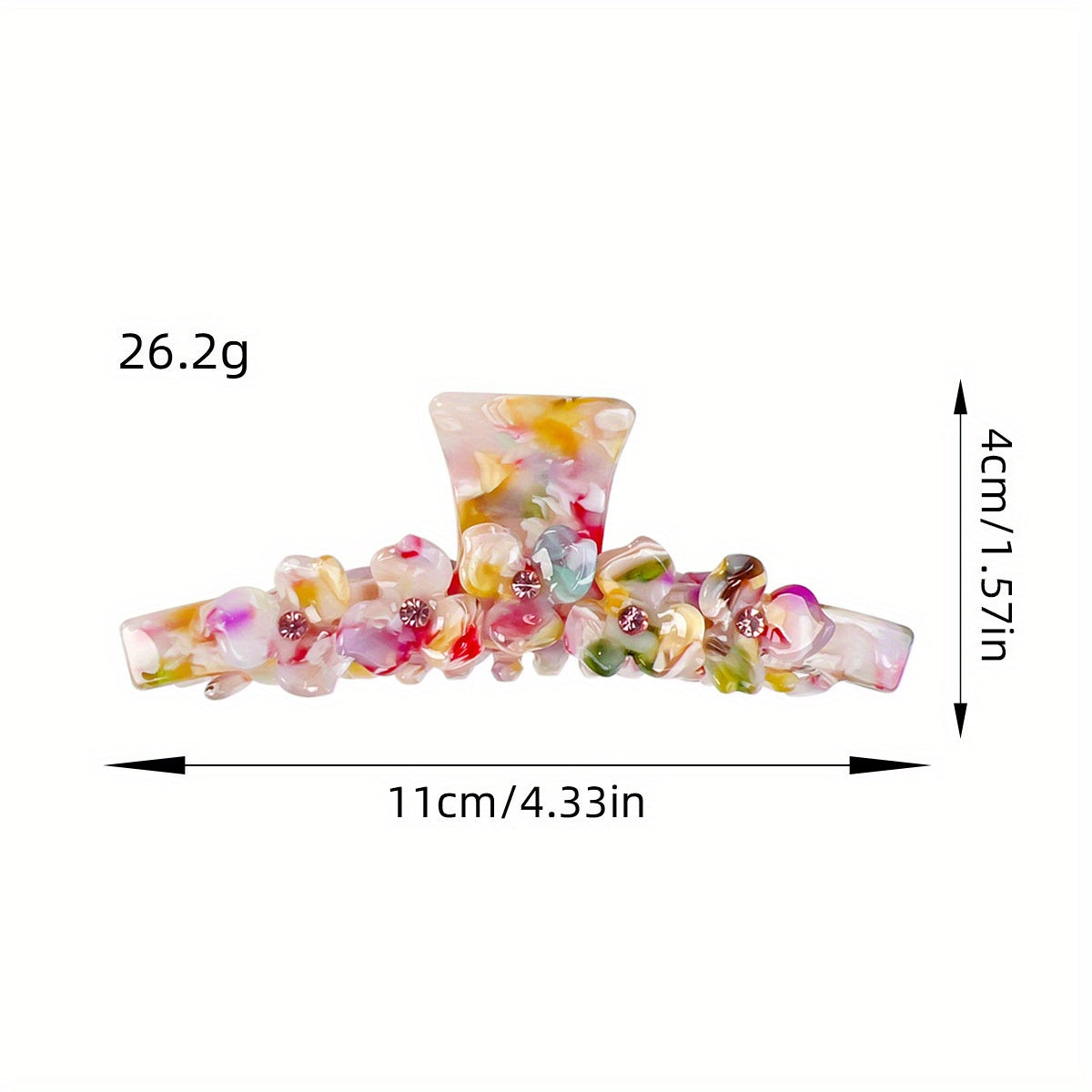 Elegant Retro Shark Clip Hair Clips for Women - Durable Plastic Hairpins with Floral & Bead Accents, Pastel Colors, Secure Hold for Updos, Ponytails, Braids - Perfect for Teens & Adults