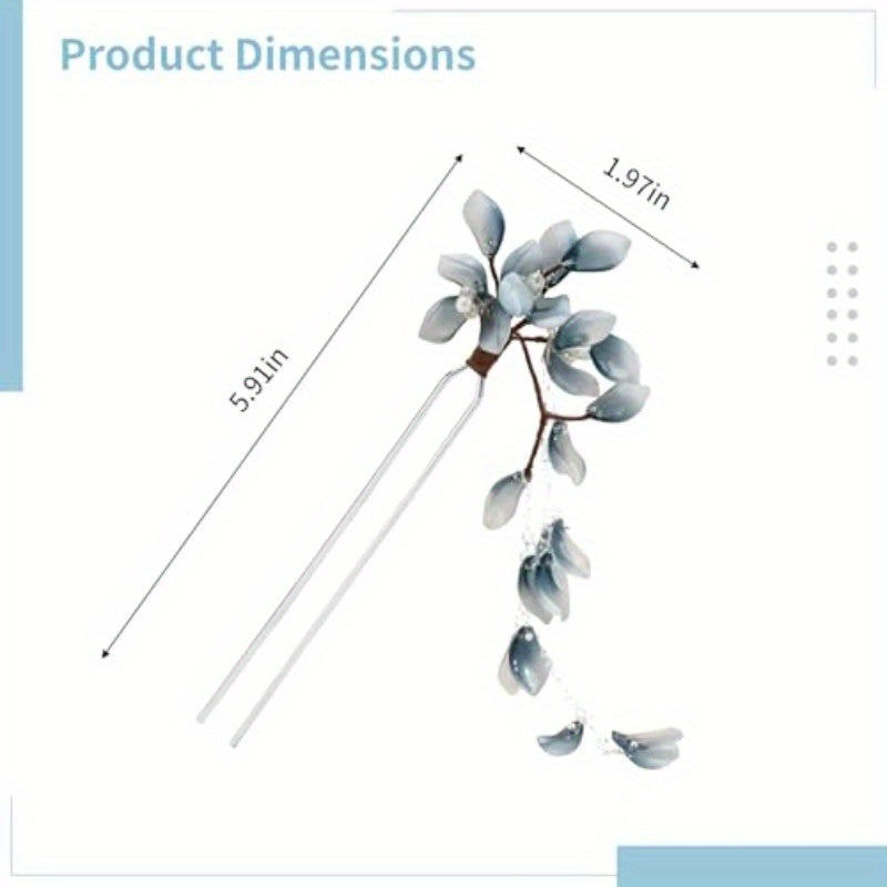 Elegant Chinese Hair Pins - U-Shaped Hair Accessories with Floral design, Metallic Finish, Secure Grip for Wedding, Formal Events, Everyday - Vintage Chinese Hairpins for Women, Bridal Hairstyles & Cultural Events, Wedding Hair Accessories, Formal Event