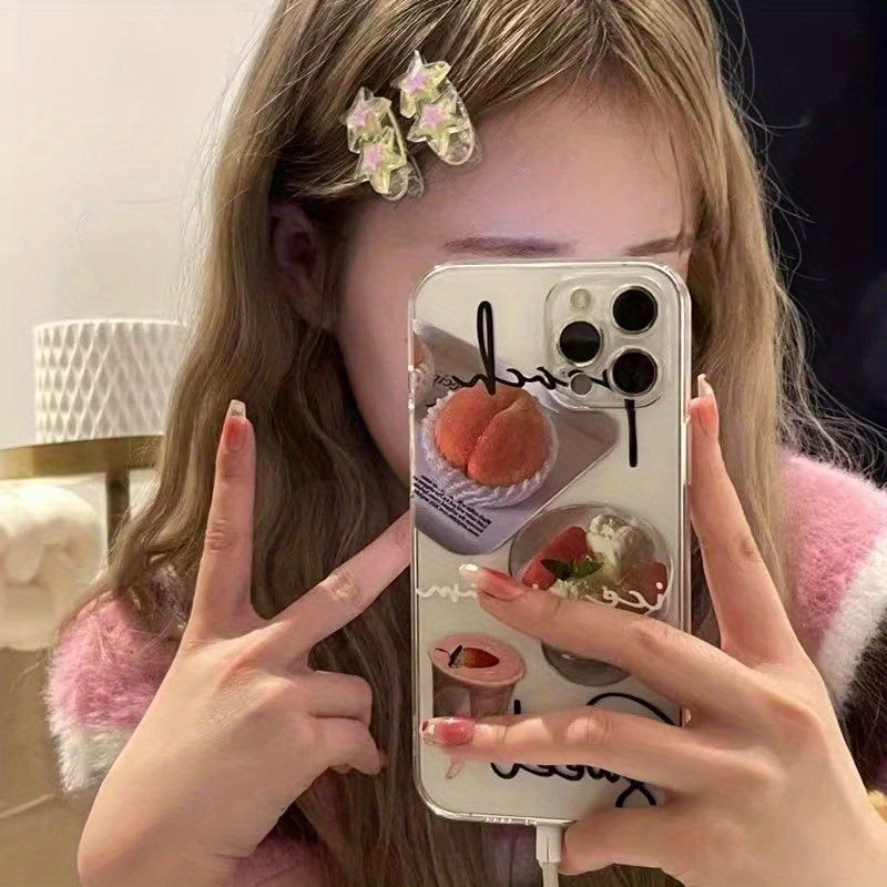 Yuan Qi Y2K Sweet & Cool Spice Hairpin - Transparent Duckbill Clip with Star & Water Drop Design, Sparkling Rhinestone Accents, Secure Hold for Bangs & Updos, Cute Hair Accessories for Women, Cute Hair Clips, Bangs Enhancement, Playful Design, Rhinestone