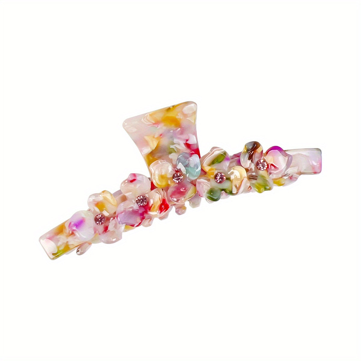 Elegant Retro Shark Clip Hair Clips for Women - Durable Plastic Hairpins with Floral & Bead Accents, Pastel Colors, Secure Hold for Updos, Ponytails, Braids - Perfect for Teens & Adults