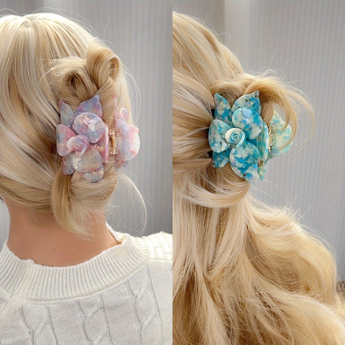 High-End Acrylic Claw Clip Elegant Floral Hairpin with Three-Dimensional Shark Clip Minimalist Super Cute Hair Accessory for Women