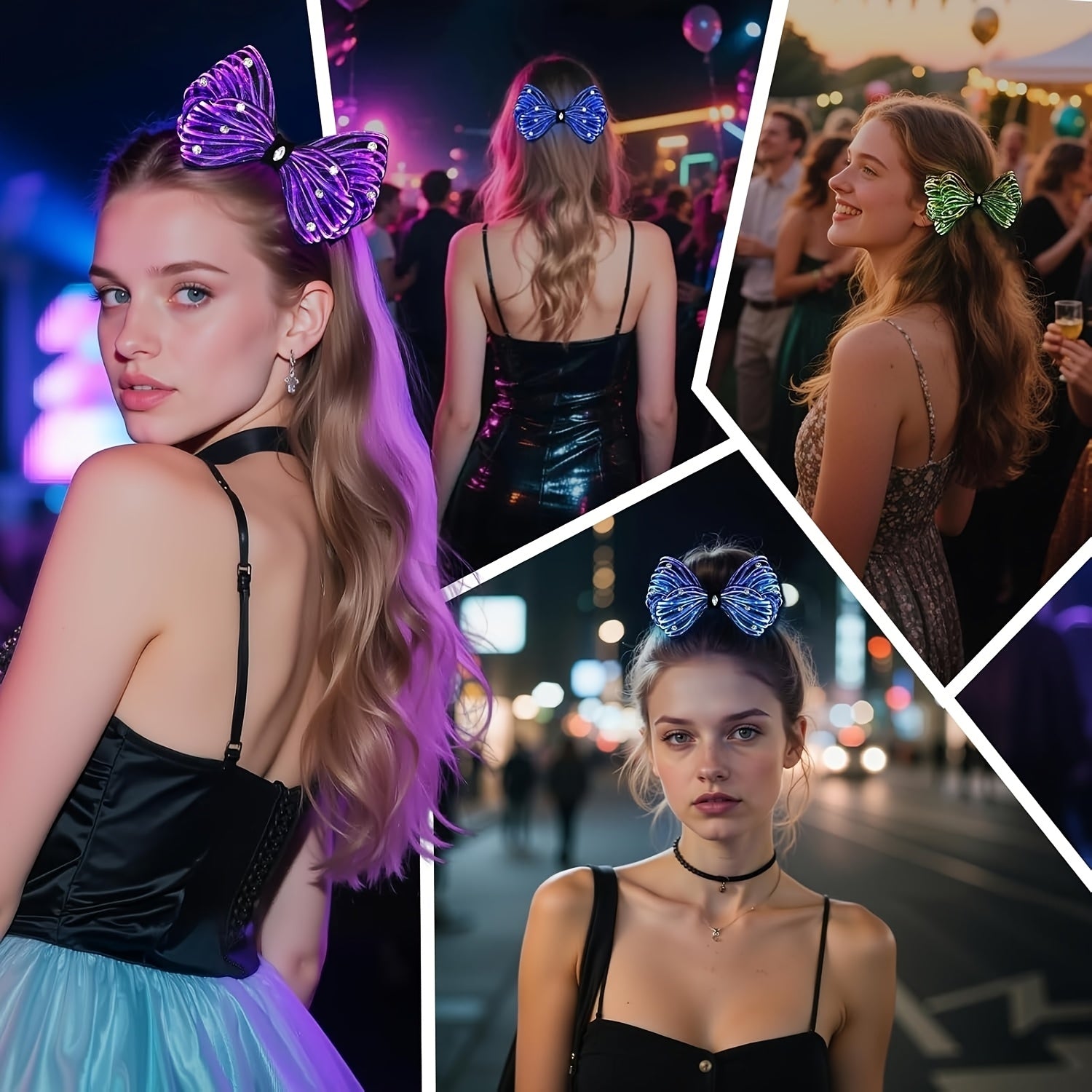 Bow Hair Clips 7 Colors Light up Hair Accessories Rhinestone Rave Clips Cute Headpiece Hair Barrettes for Women, Fancy Hair Clips, Hair Clips for Women Thin Hair, Hair Clips Accessories Tool, Hair Clip Women, Long Hair Accessories, Hair Styling Tools,