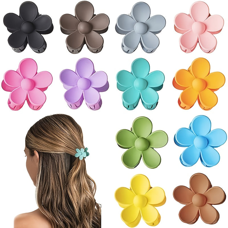 12pcs Small Hair Clips - Pastel Floral Hairpins with Non-Slip Grip, Soft Pink, Yellow, Blue, Orange, Red, Turquoise - for Women, s, Everyday, Parties, Weddings - Cute Flower Hair Accessories, Party Hairpieces, Playful Design, Durable Hairpins, Holiday