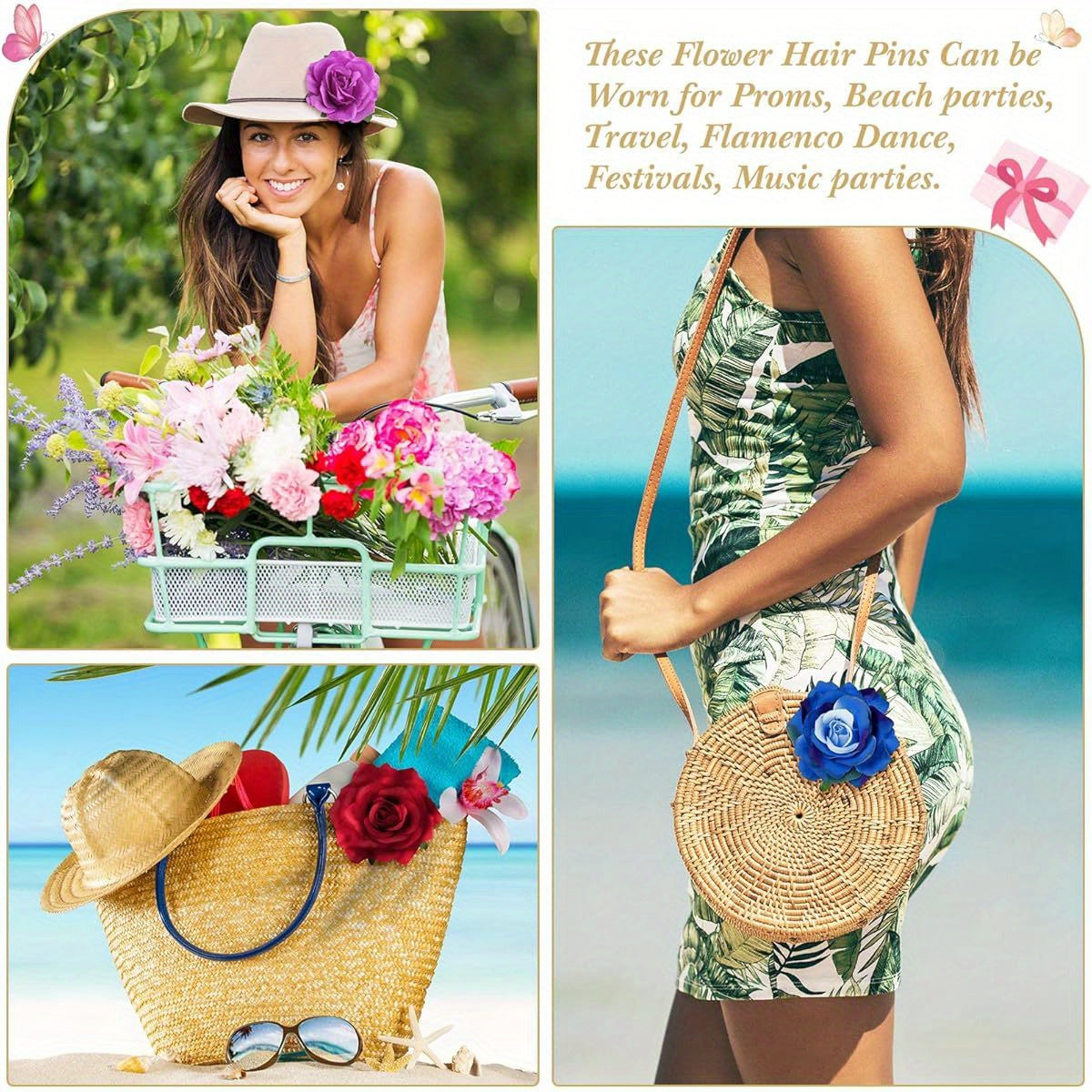 30pcs Floral Hair Clips and Pins - Elegant Flower Hairpins for Wedding Bridal Hairstyles, Birthday, Prom, Beach Parties - Non-Damaging Grip, Perfect for Brides, Floral Arrangements & Everyday or Special Occasions - Ideal Gift for Women & s, Prom Night